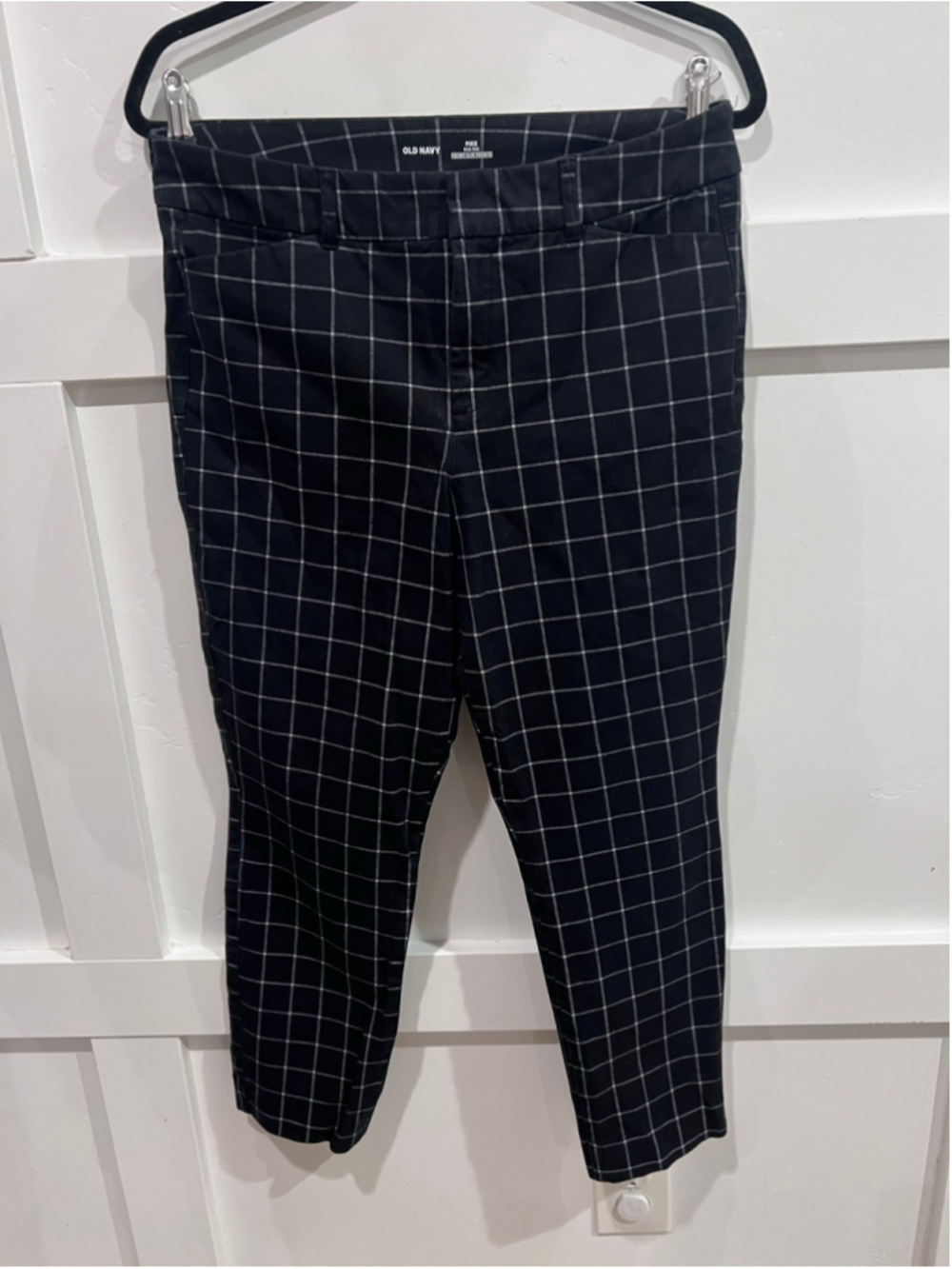 Women's Old Navy Pixie High Rise Trousers Size 10 Black White Plaid